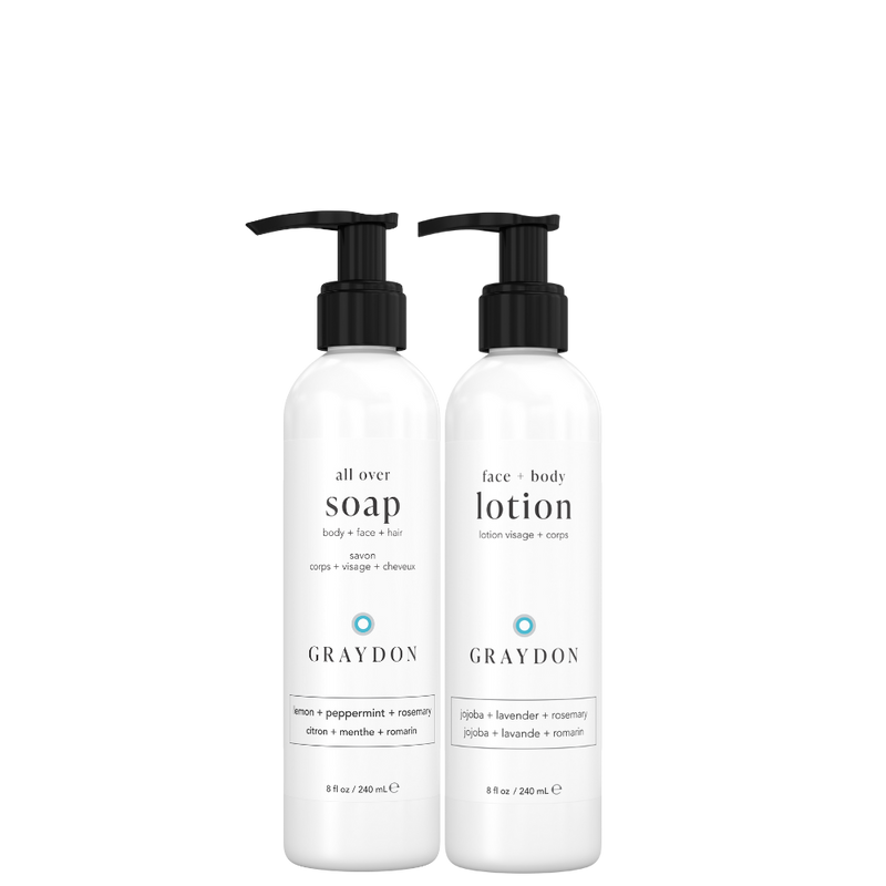all over soap + lotion duo
